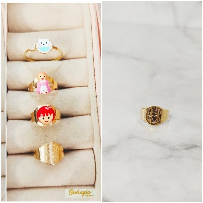 CINCIN ANAK GAMBAR KEPALA BONEKA POLOS EMAS KADAR 700
