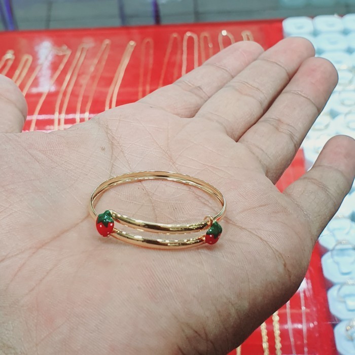 GELANG BULAT ANAK STROWBERY EMAS ASLI KADAR 375