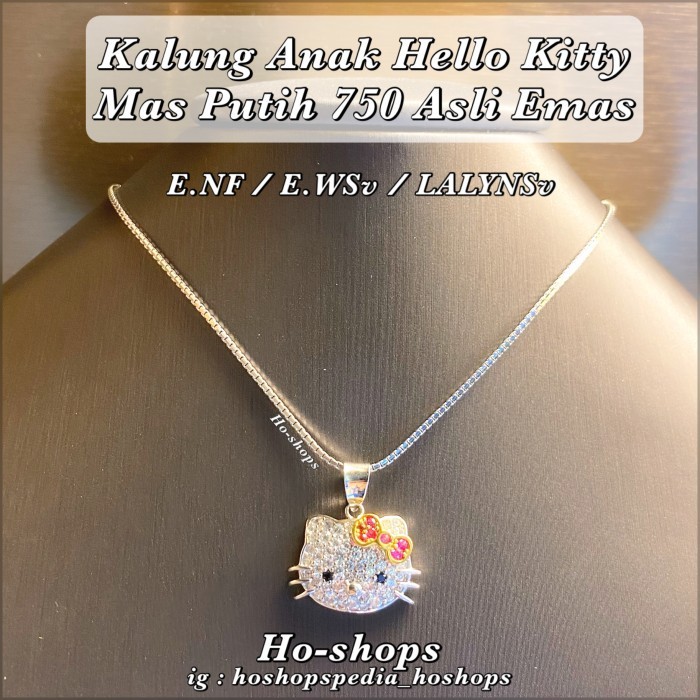 KALUNG ANAK HELLO KITTY MAS PUTIH KADAR 750 ASLI EMAS