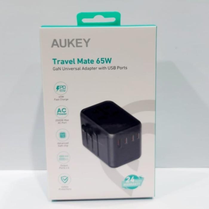 AUKEY CHARGER TRAVEL MATE 65W / KEPALA CHARGER BLACK