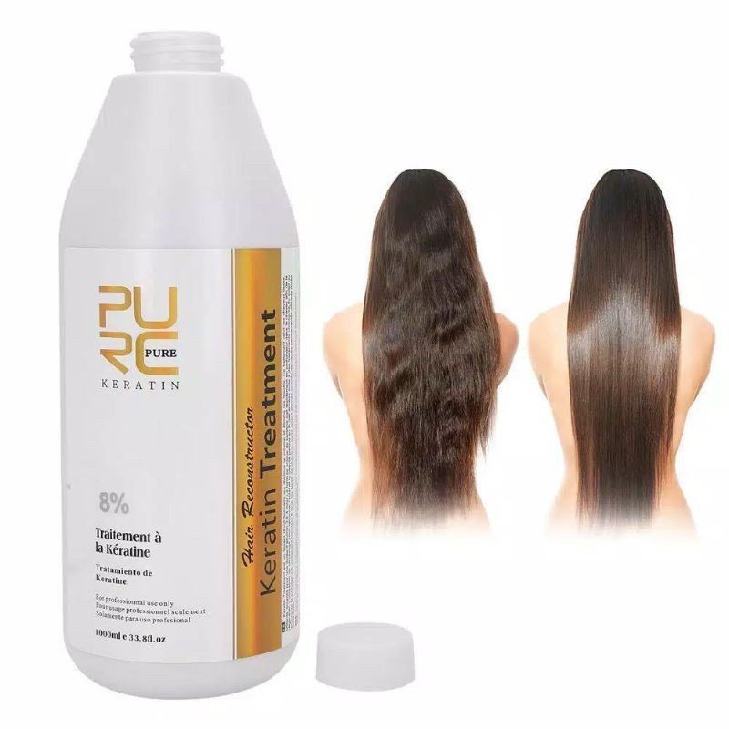 Pelurus Rambut Keratin Pure Purc Treatment Smooting Brazilian Protein Sier Gold 1000Ml