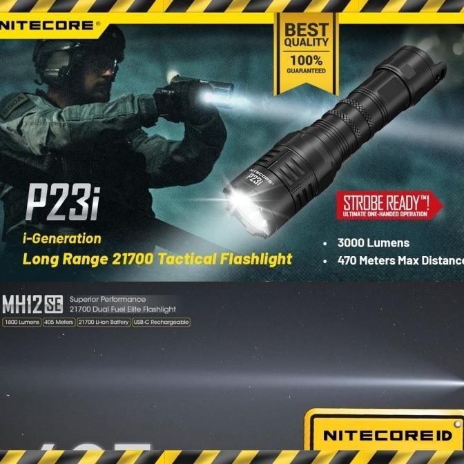 Flashlight Senter LED Nitecore P23i Original 3000 Lumens SFT-70 IP68