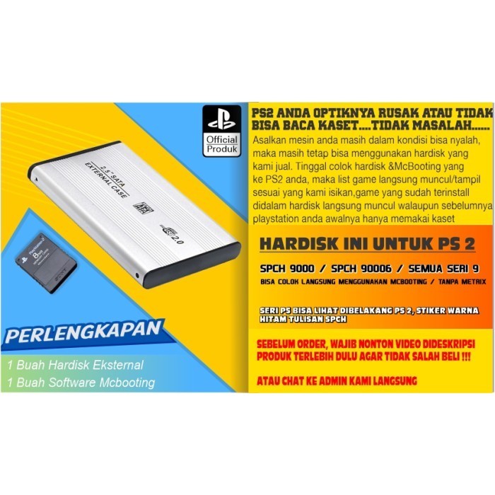 READY PS2 - Hardisk Eksternal PS2 80GB - Support Semua PS2 Full Game slim