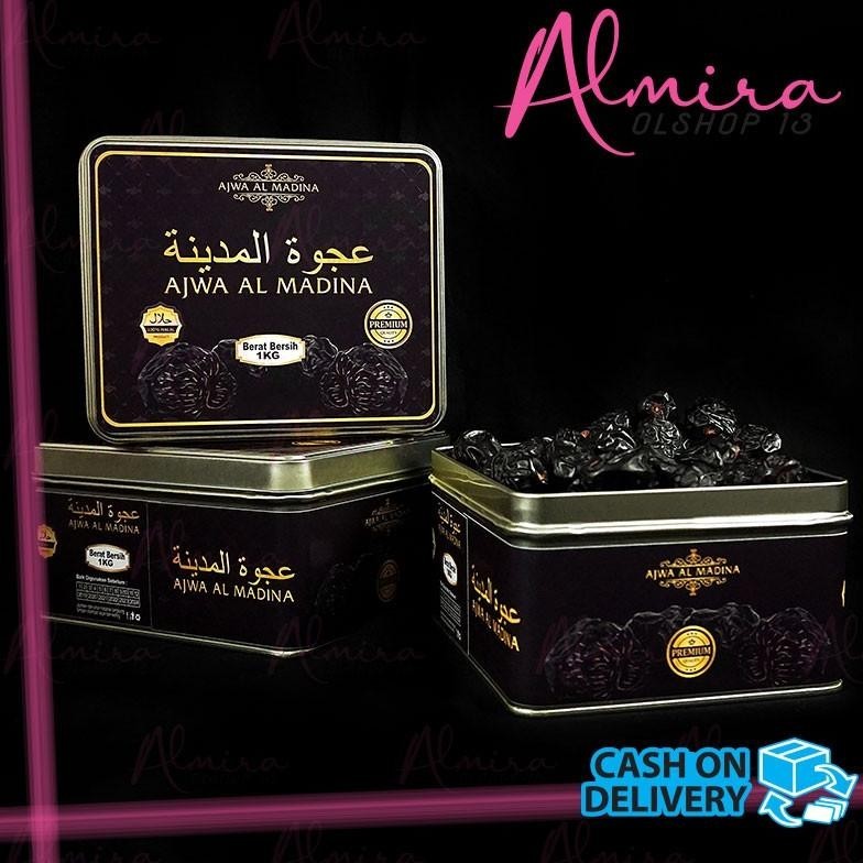 

Tersedia Promo!! Kurma Ajwa Kaleng 1Kg Ajwa Al Madina Asli Kurma Arab Original