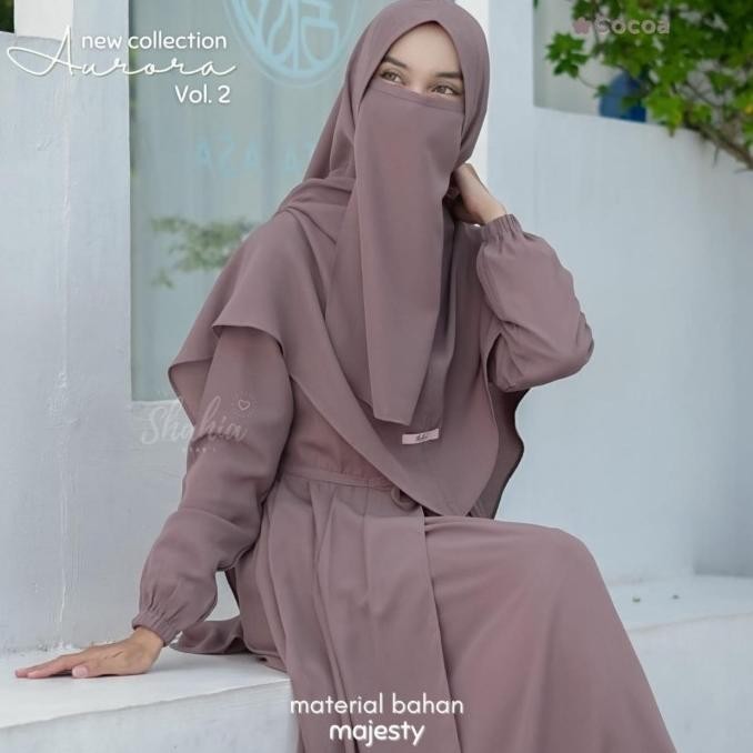 Aurora Set By Shahia Gamis Set Khimar Cadar Jumbo Polos Murah Bagus