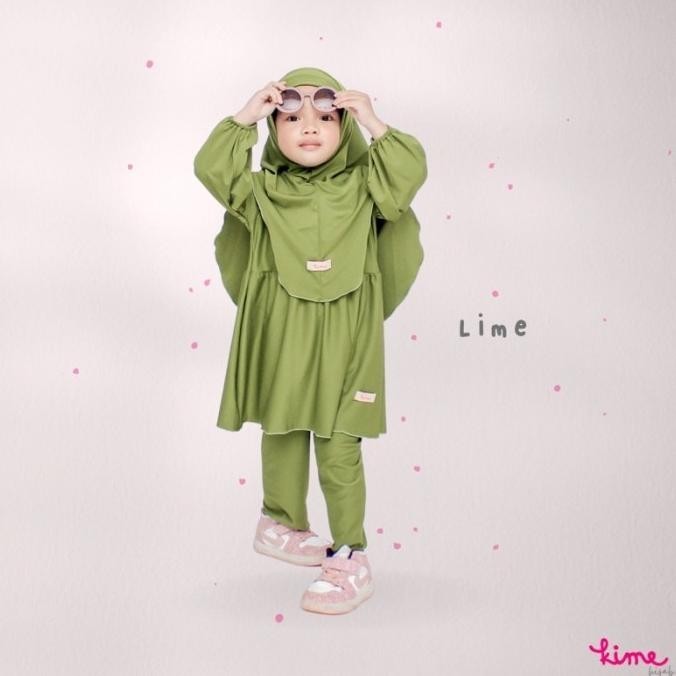 Setelan Baju Anak Perempuan Lengkap Gamis Hijab Celana Lubna Set