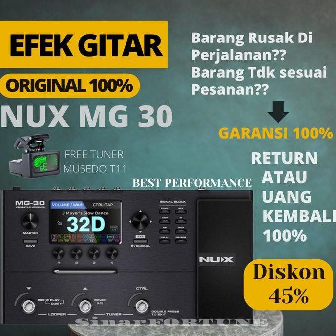 Nux Original Efek Gitar Listrik Nux Mg30 Original Alat Musik Efek Nux
