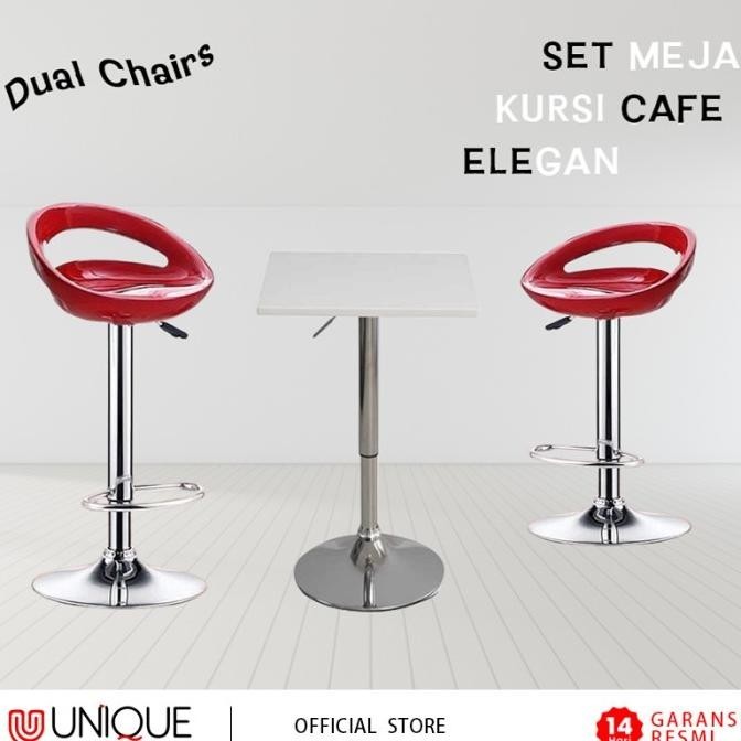 Kursi Bar Cafe Hidrolik Minimalis 1 Set Meja Kualitas Import M1G2-9 Jenjeniu