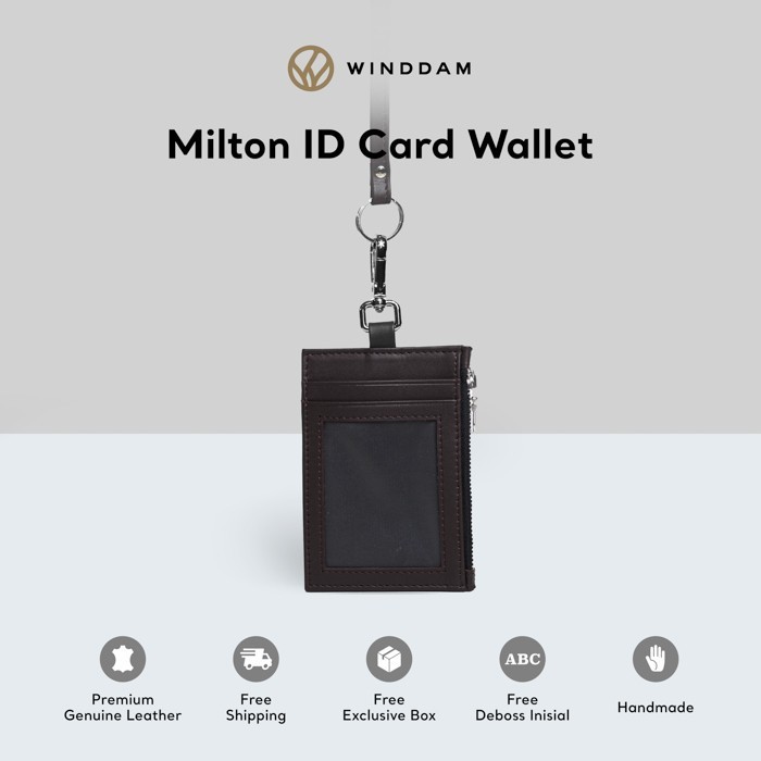 

TERBARU - WINDDAM - ID Card Holder / Lanyard Dompet Gantung Kulit Asli - Milton