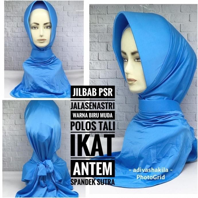 Jilbab Psr Jalasenastri Biru Langit Polos Tali Ikat Antem