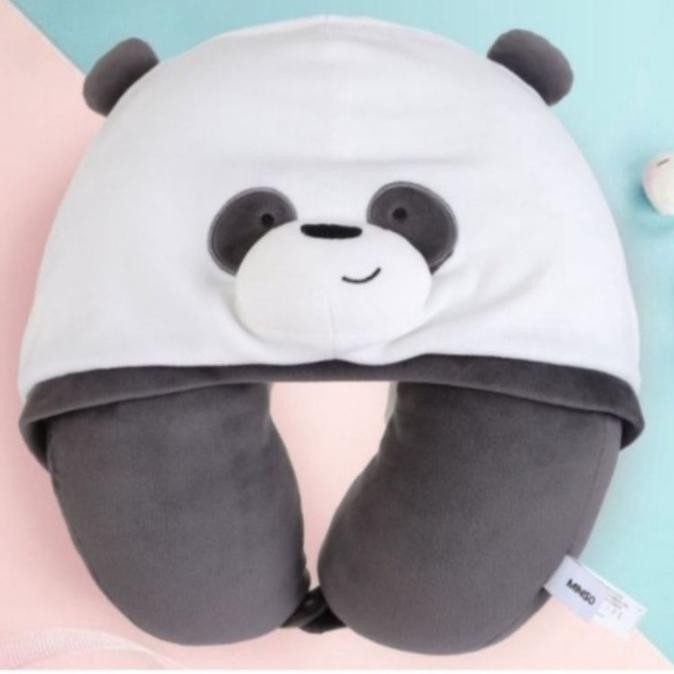 Miniso Bantal Leher Dengan Hoodie Karakter We Bare Bears
