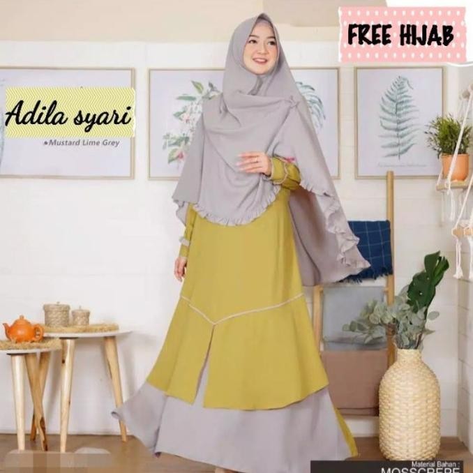 Adila-Gamis Busui Syari Orange Silver Kuning Lemon Lime Maroon Choco