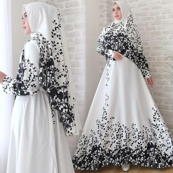 Baju Muslim Gamis Syari Jumbo Busui Elis N1 Hitam Putih