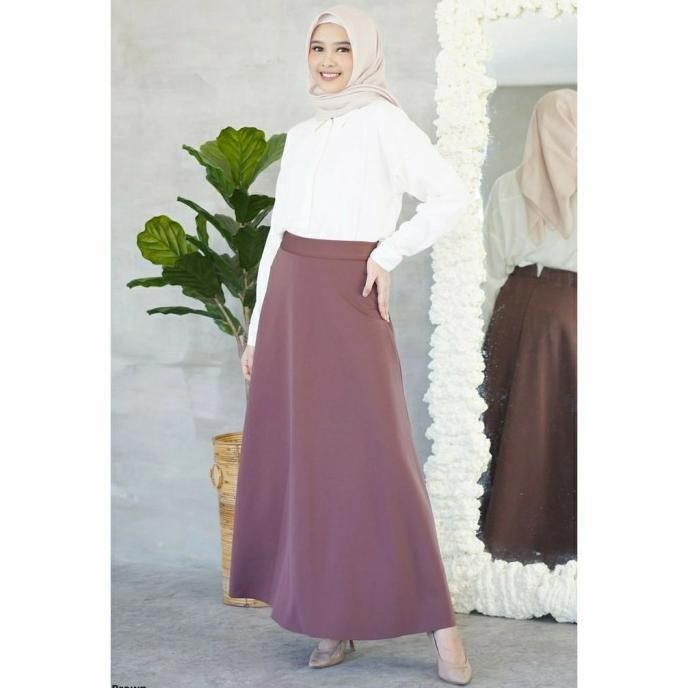 Flare Bloomy Long Skirt Rok Panjang Wanita Muslim Kuliah Kerja Kantor