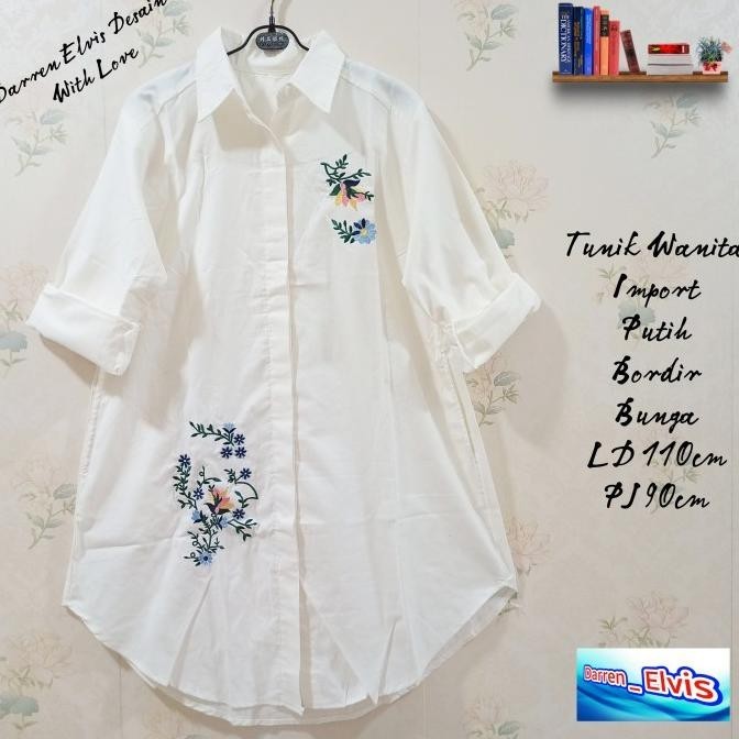 Sale  Tunik Putih Wanita Motif Bunga
