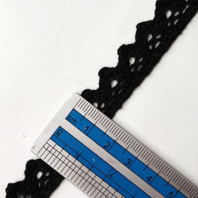 Rp1150/Yard. Renda Rajut Warna Hitam Lebar 1.5Cm Order/Pak Isi 300Yard