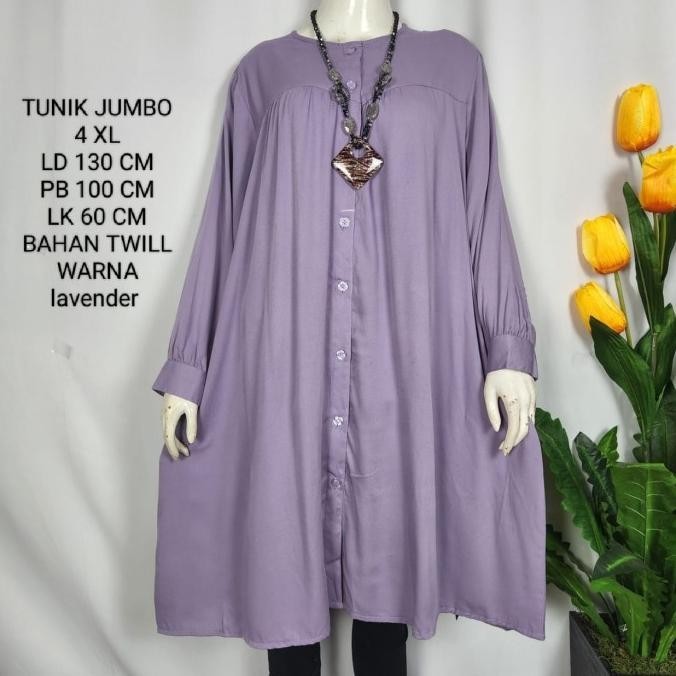 Long Tunik Jumbo 4Xl Model Polos Kekinian