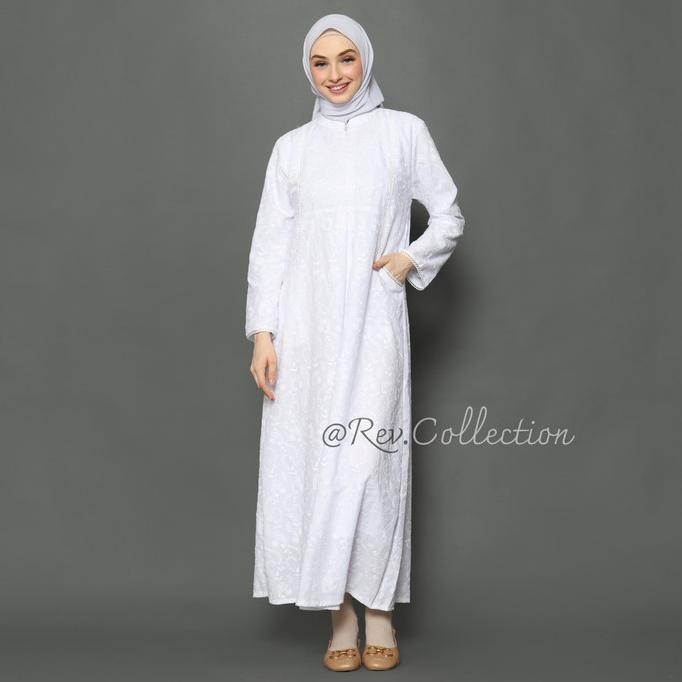 Busana Muslim Gamis Putih Polos Ks / Gamis Putih Bordir Haji Dan Umroh