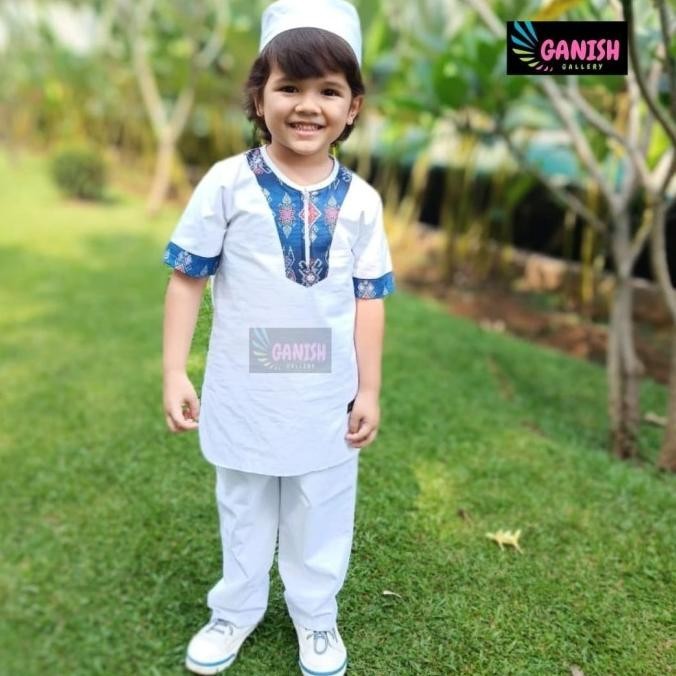 Baju Koko Anak Warna Putih Setelan Baju Muslim Anak Jubah Anak Putih