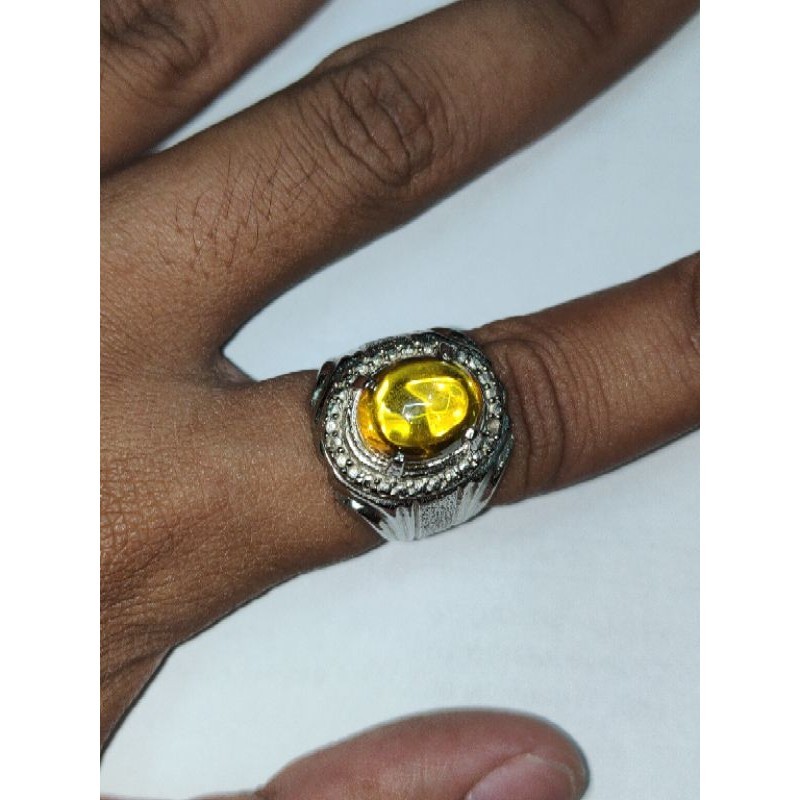 Cincin Alpaka Batu Citrine 10mmx12mm