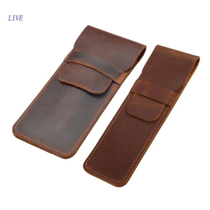 

Tempat Pulpen Kulit Hidup Brown Fountain Pen Pouch Tempat Pensil Bolpo