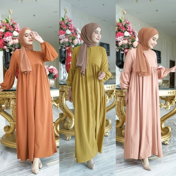 READY TIKTOK Maxi Dress Wanita Muslim Jumbo Baju Gamis Panjang Polos Premium
