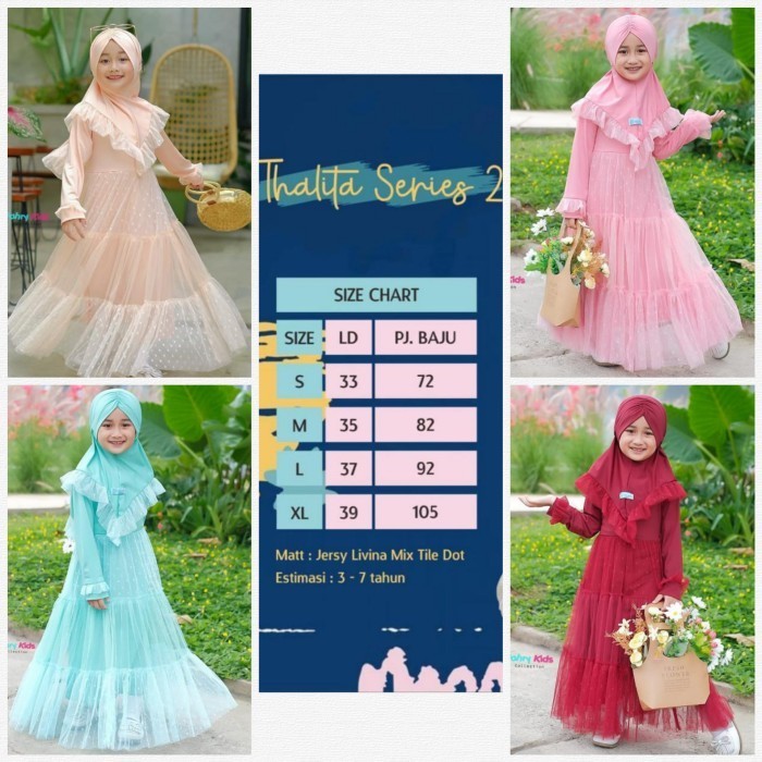 Gamis Tutu Dan Hijab Anak Perempuan 2 - 7 Tahun Thalitha Series TerlarisR33A