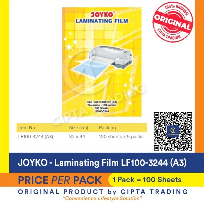 

Laminating Film - Joyko - Lf100-3244 (A3) 100S