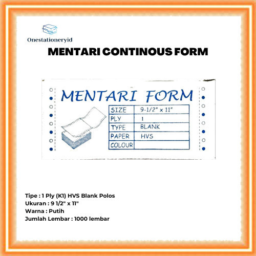 

Kertas Continuous/Continous Form 1 Ply, 1 Rangkap K1 Hvs Polos