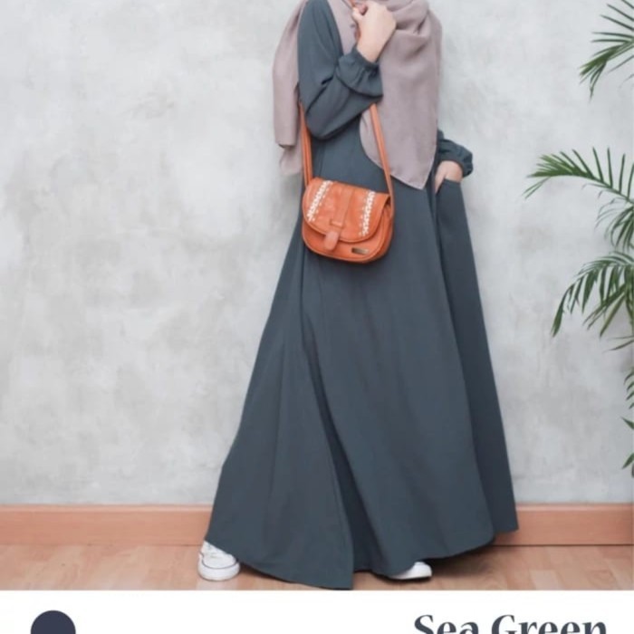 Baju Gamis Wanita Terbaru Model Serut Bahan Crinkle Airflow Premium