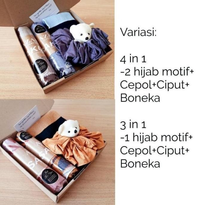 hampers hijab motif/ gift box hijab motif kado kerudung segi empat HH