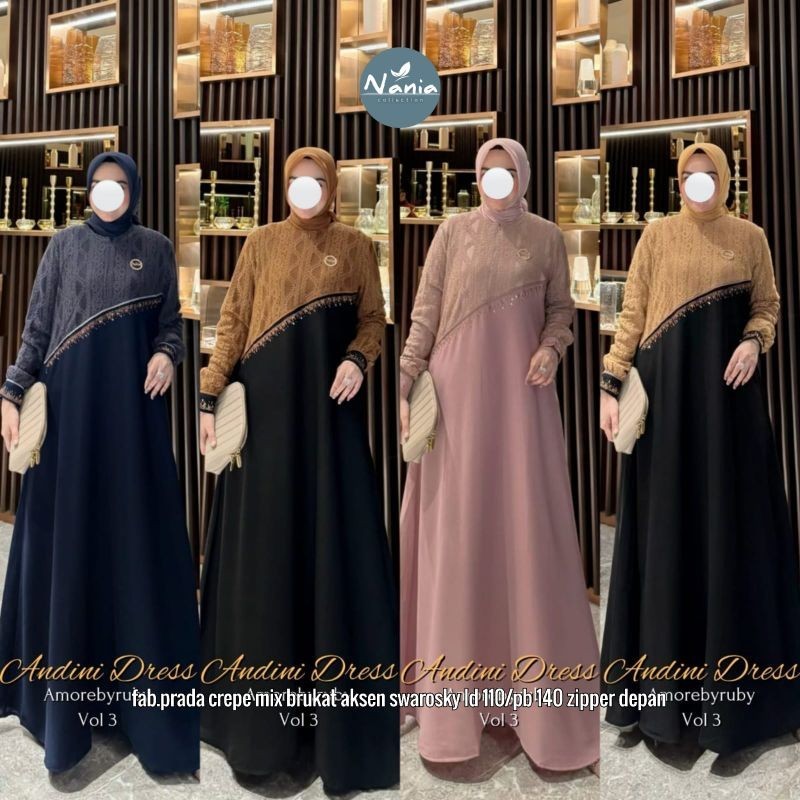 (NEW) ANDINI DRESS Super Premium / Dress Lebaran / Gamis Lebaran / Pakaian Wanita