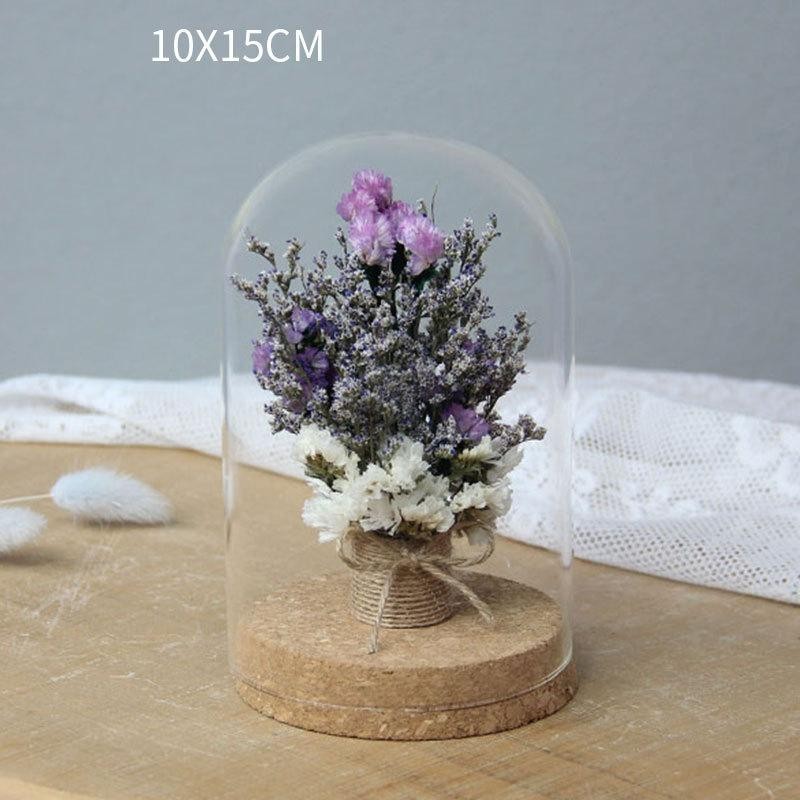 INCHOI Bunga Dekorasi Kaca Eternal Flower Dome Glass Cover IN101 Abu Artificial Kecil Gerbera Palsu 