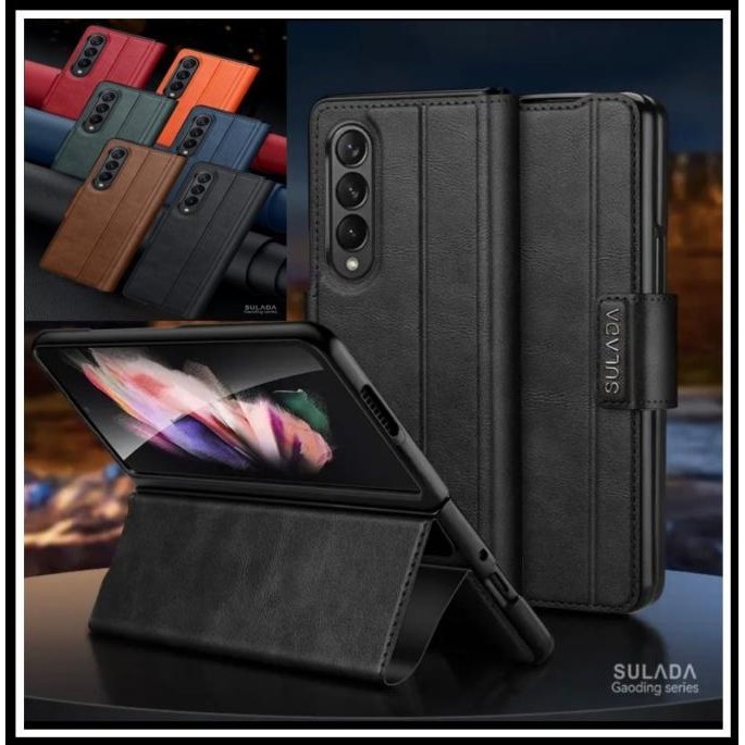 Samsung Galaxy Z Fold 4 Fold4 Case Sulada Classic Flip Cover Leather