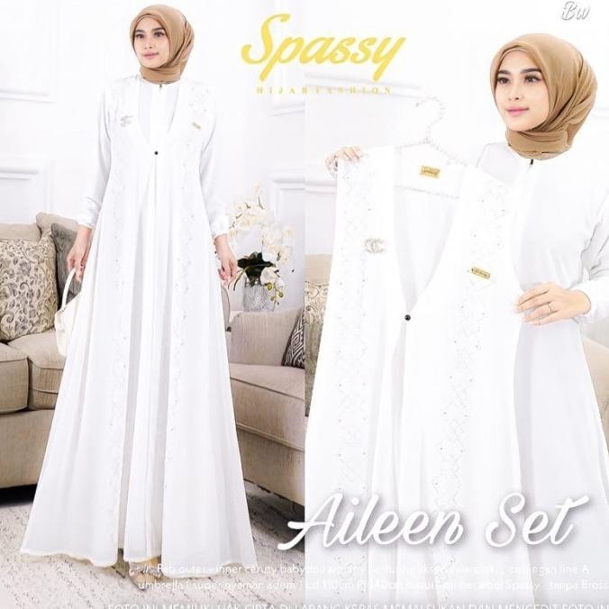 Baju Gamis Wanita Muslim Aileen Set Maxy Inner Outer Rompi Setelan Ibu