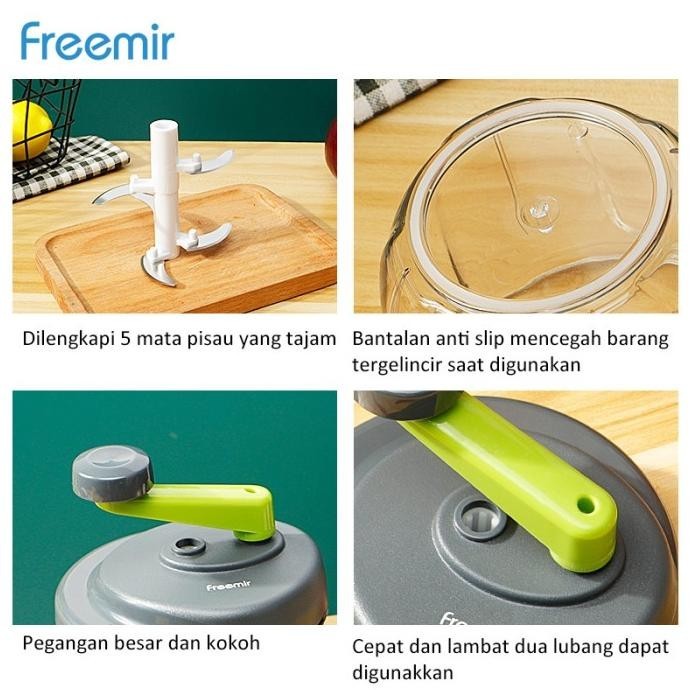 Freemir Alat Penggiling Bumbu Manual Chopper Bawang Multifungsi