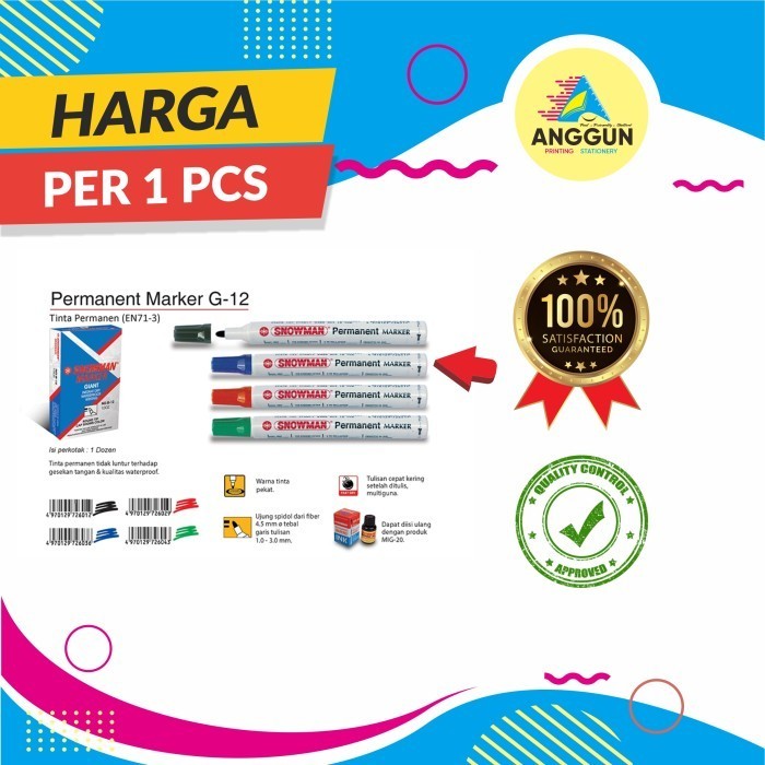 Tinta Spidol Permanen Biru - Refil Spidol Permanen - Snowman MIG 20