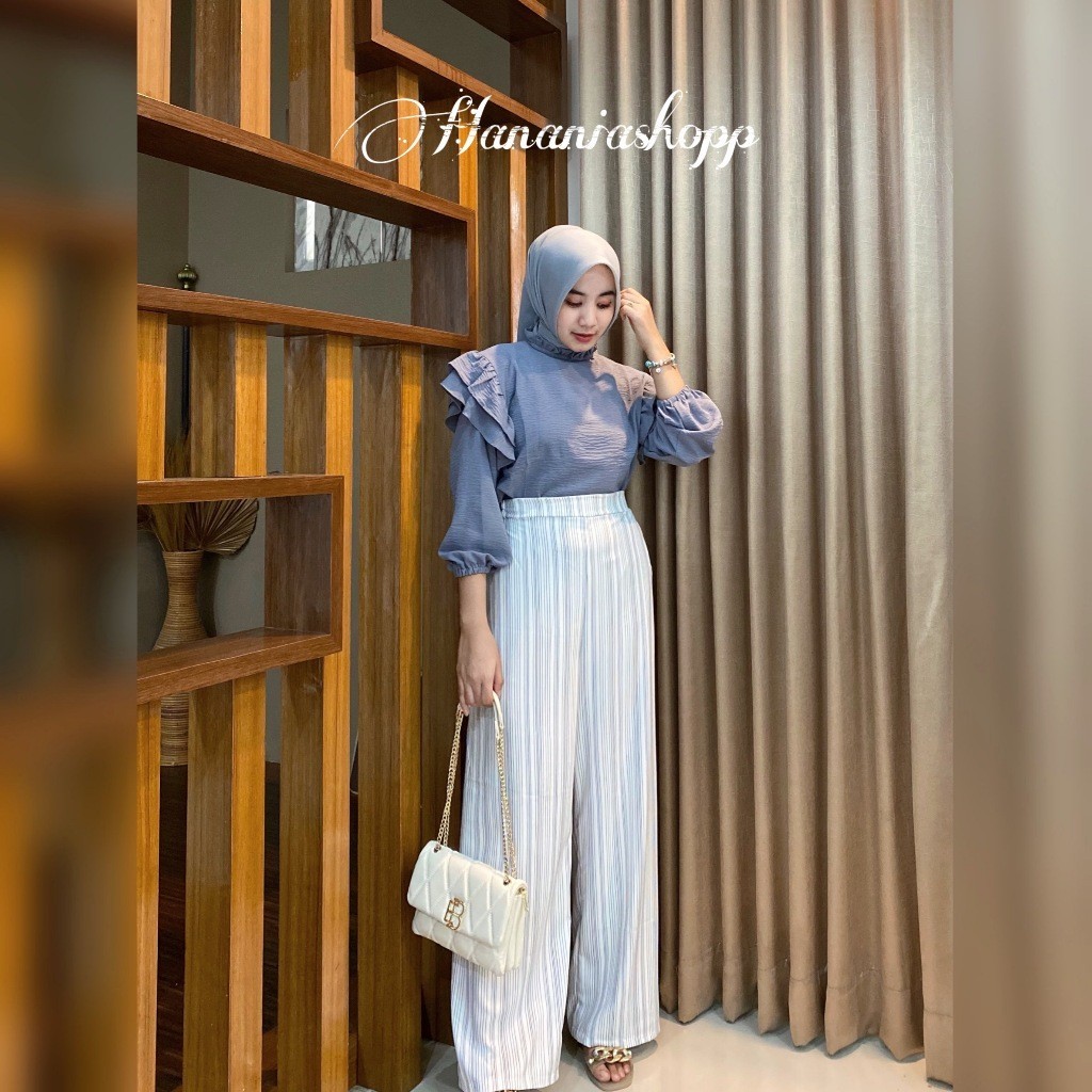 Setelan One Set Wanita Terbaru 2024 Set Tunik 3In1 Stelan Lebaran Onset 1Set Celana Satuset Atasan B