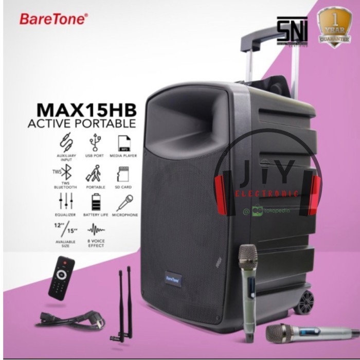 TERBARU - Speaker Portable Wireless Baretone 15 inch MAX15HB MAX 15 HB MAX-15HB