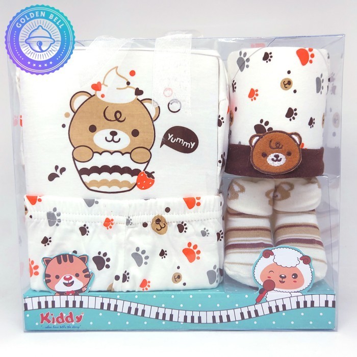 

Baju Set Kado Hampers Hadiah Bayi Baru Lahir Newborn Bear Coklat Tua