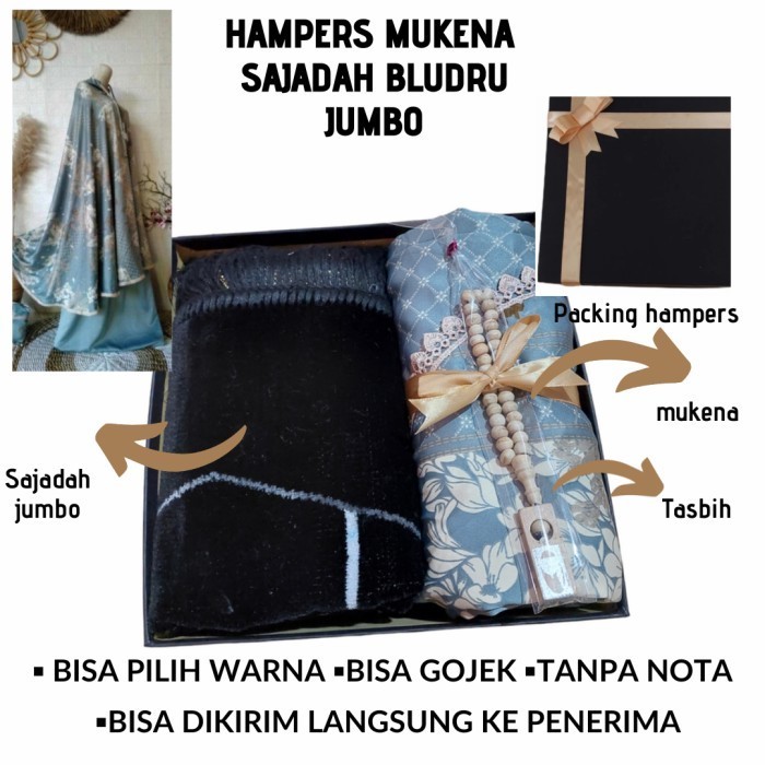 

Hampers Premium Isi Mukena Silky Armani Sajadah Jumbon Tasbih