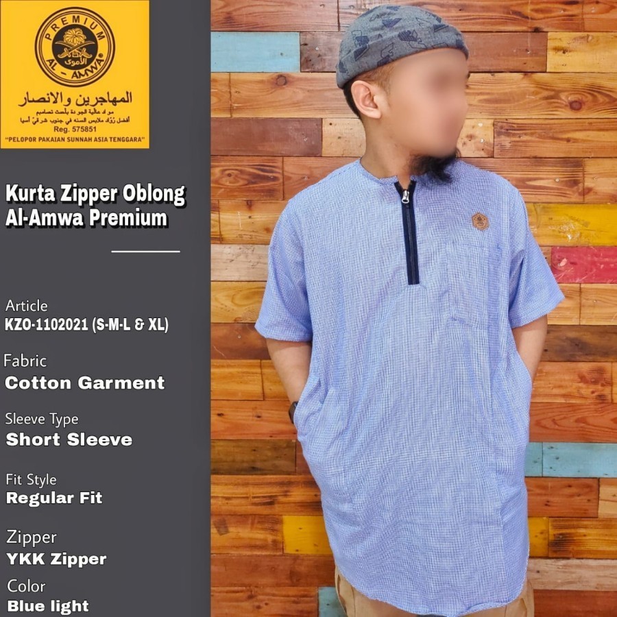 Koko kurta Zipper oblong lengan pendek Al amwa terbaru-kurta oblong