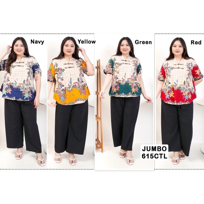 READY Blouse Batik Super Jumbo Bigsize Baju Atasan Wanita Big Size 615 vol54