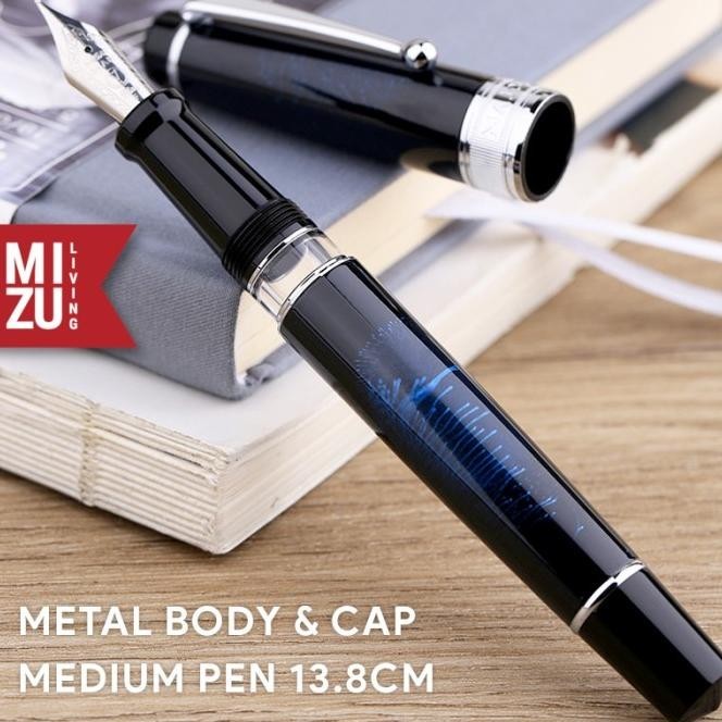 

Majohn Moonman T5 Fireworks Piston Fountain Pen Ink Window Metal Body |Murah