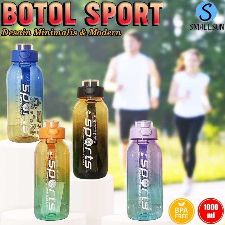 (SS) Botol Minum Sport Bening Gradasi 1 Liter Botol Olahraga Botol Viral