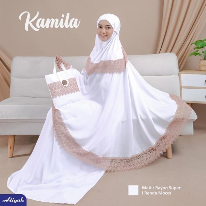 Mukena Dewasa Rayon Premium Putih Polos Rendah Mewah Mukenah(',')