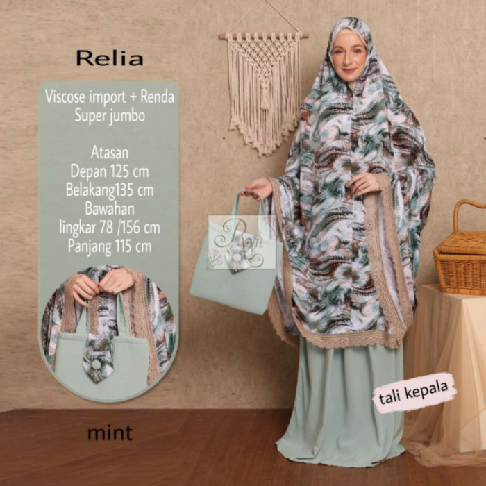 Mukena Relia Rayon Viscose Import Super Jumbo Ori Ryn