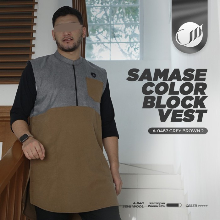 Diskon A048 Samase Rompi Color Block Vest Rompi Sholat Berkualitas