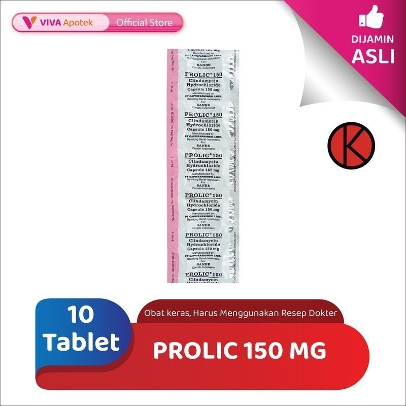 Prolic 150 mg / Clindamycin / Antibiotik / Infeksi Bakteri (10 Tablet)