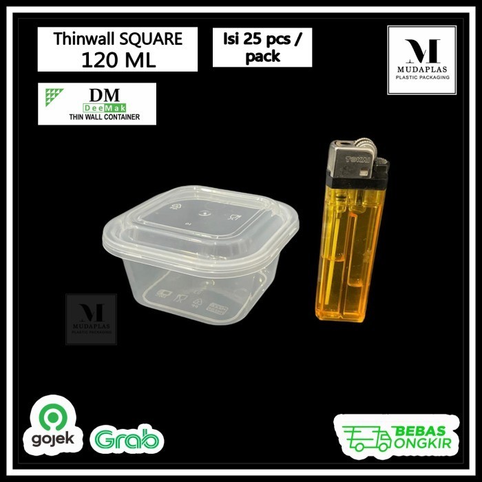

\\\\\] Kotak Makan Plastik Thinwall Mini 120 ml Square Persegi isi 25 pcs